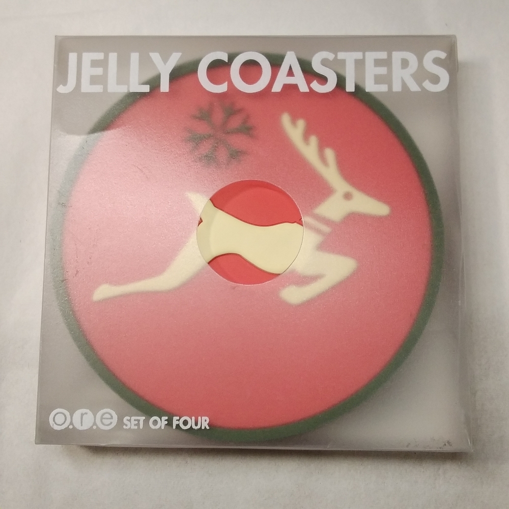 o.r.e. Ore Reindeer Jelly COASTERS Set of 4 in box